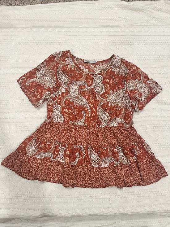 Paper Crane Tops - Paper Crane Boho Paisley Peplum Top - Small